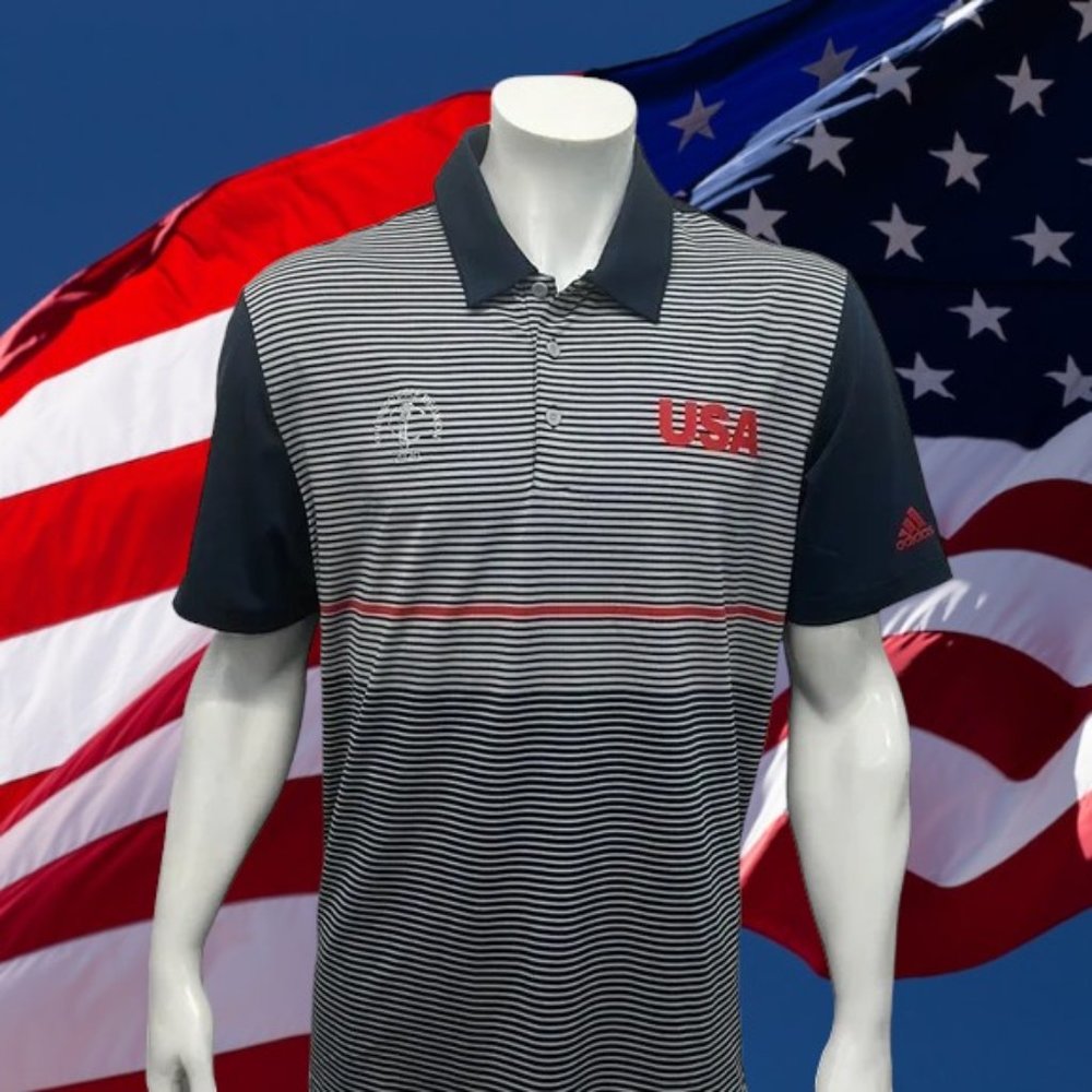 Adidas Performance Orlando Golf Reunion USA 2020 Red White Blue Polo Shirt Large
